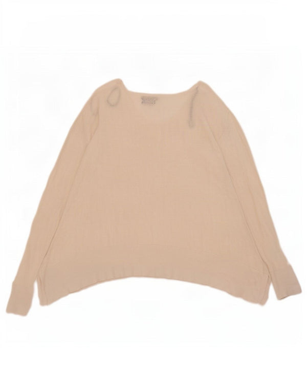 Sweter damski Massimo Dutti z dekoltem w kształcie litery V, UK 16, duży, złamany biały jedwab