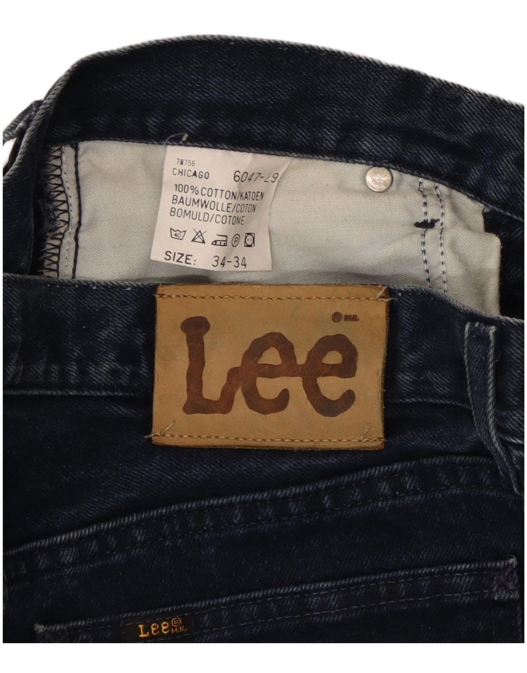Męskie jeansy Lee Chicago Straight W34 L28 Granatowe, bawełniane