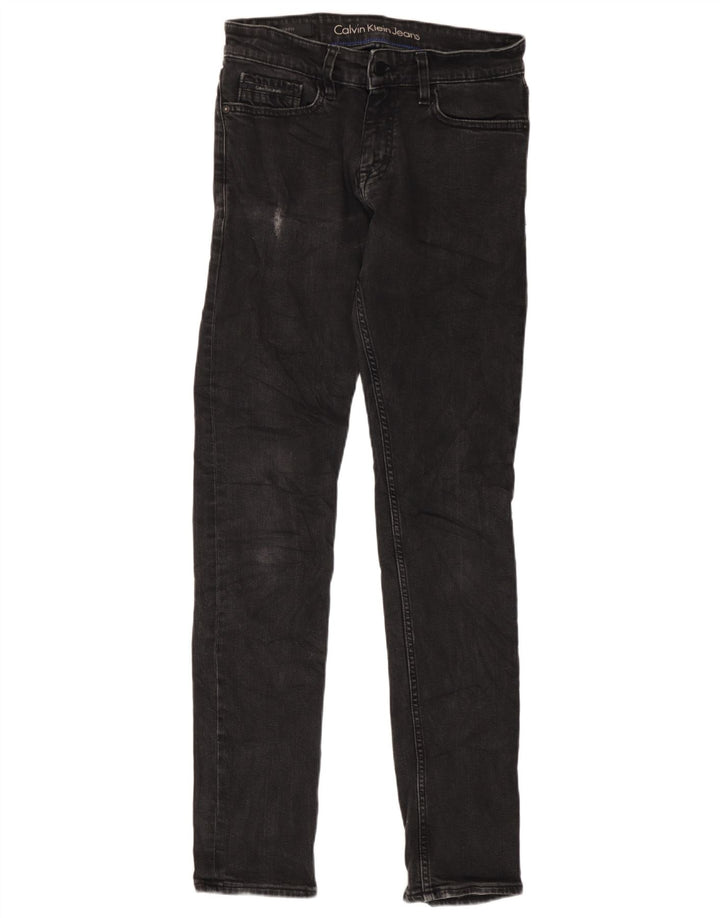Męskie jeansy Calvin Klein w trudnej sytuacji W28 L34 Czarne bawełniane