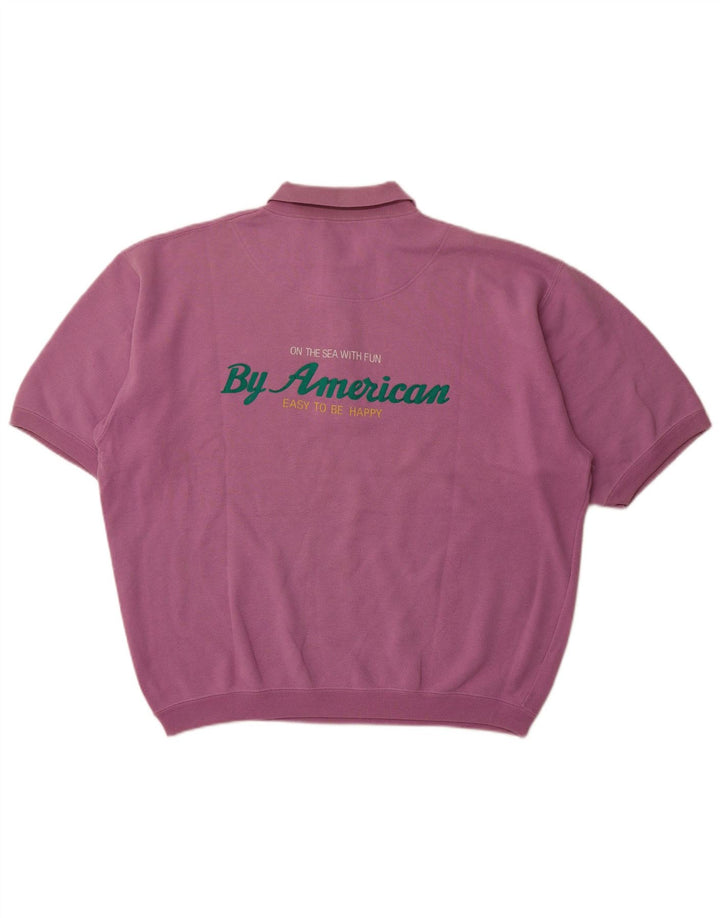 BY AMERICAN Męski sweter z grafiką polo, duży, fioletowy