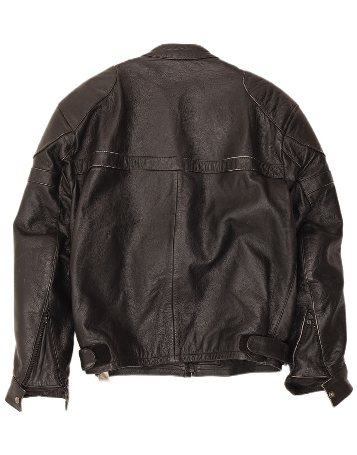 Męska skórzana kurtka racer VINTAGE UK 40, duża czarna skóra