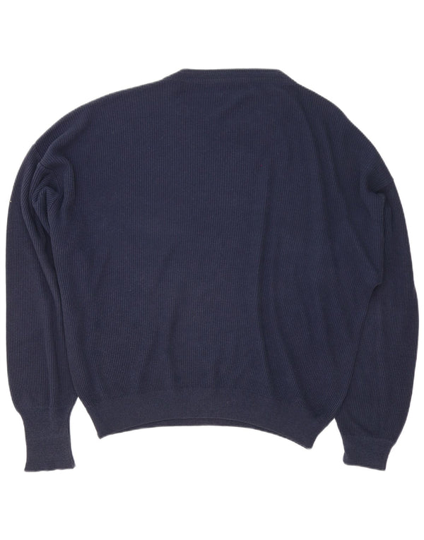 Vintage męski sweter z dekoltem w łódkę XL granatowy