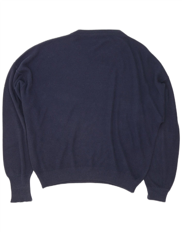 Vintage męski sweter z dekoltem w łódkę XL granatowy
