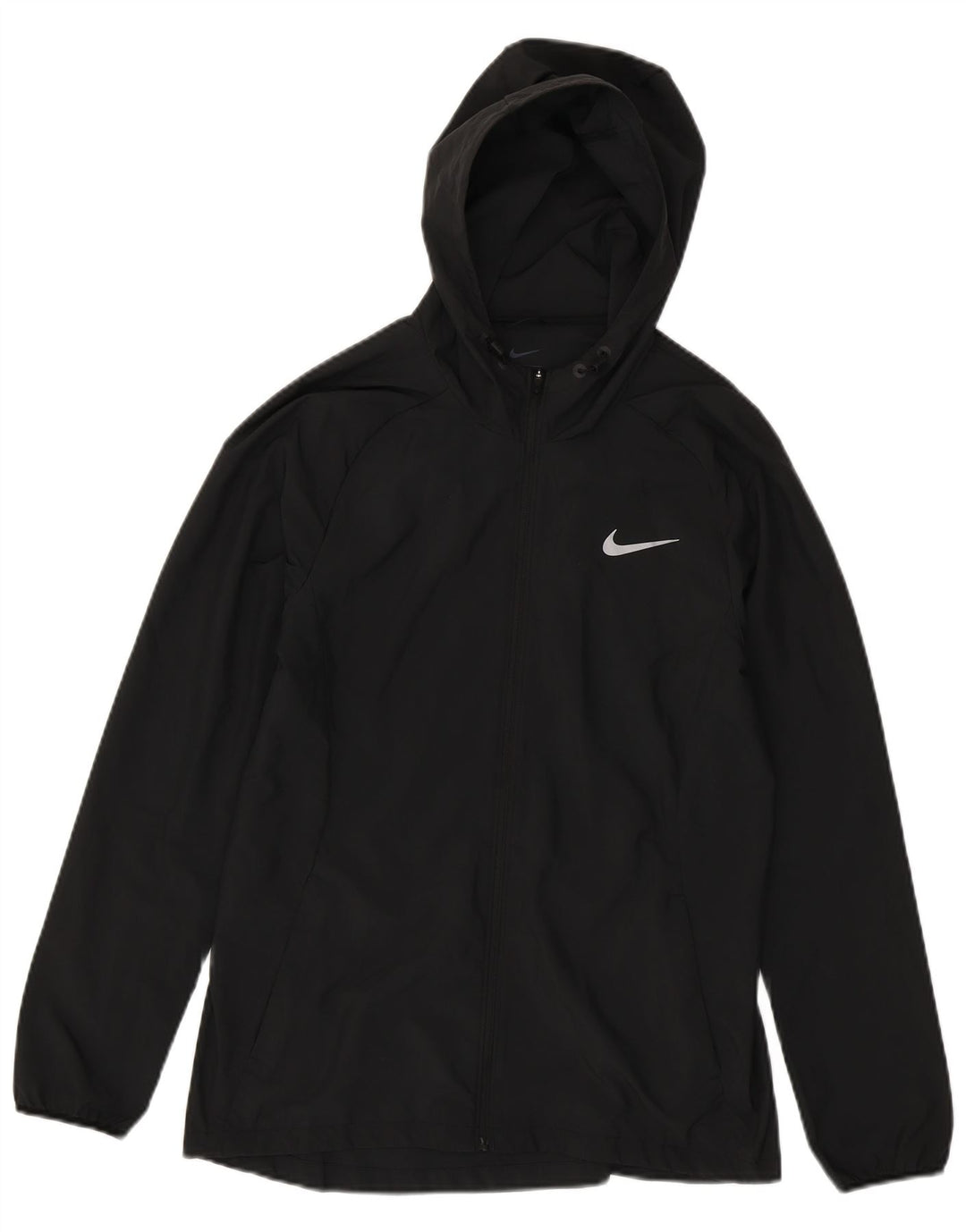 Damska kurtka przeciwdeszczowa z kapturem Nike UK 12, średni czarny poliester