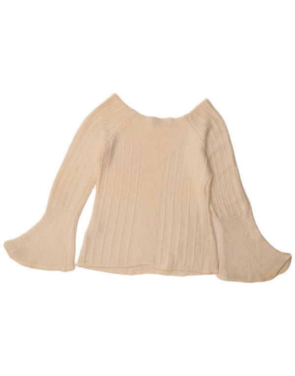 Damski sweter Zara z dekoltem w łódkę, UK 14, duży, z białej bawełny