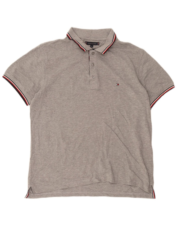 Męska koszulka polo Slim Fit Tommy Hilfiger XL, szara, nakrapiana bawełna