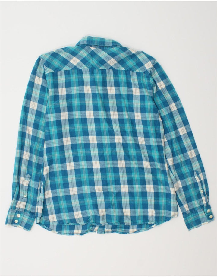 EDDIE BAUER Damska koszula flanelowa UK 10, mała, niebieska krata, bawełniana