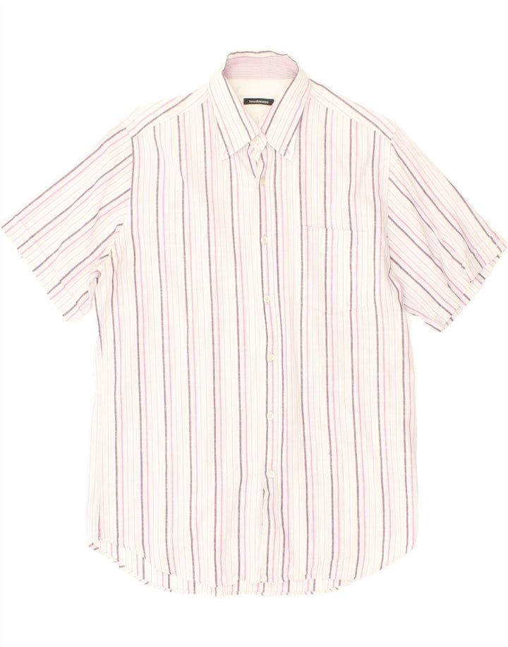 ROCCOBAROCCO Mens Short Sleeve Shirt Size 15 1/2 44  Medium Pink Striped Vintage Roccobarocco and Second-Hand Roccobarocco from Messina Hembry 