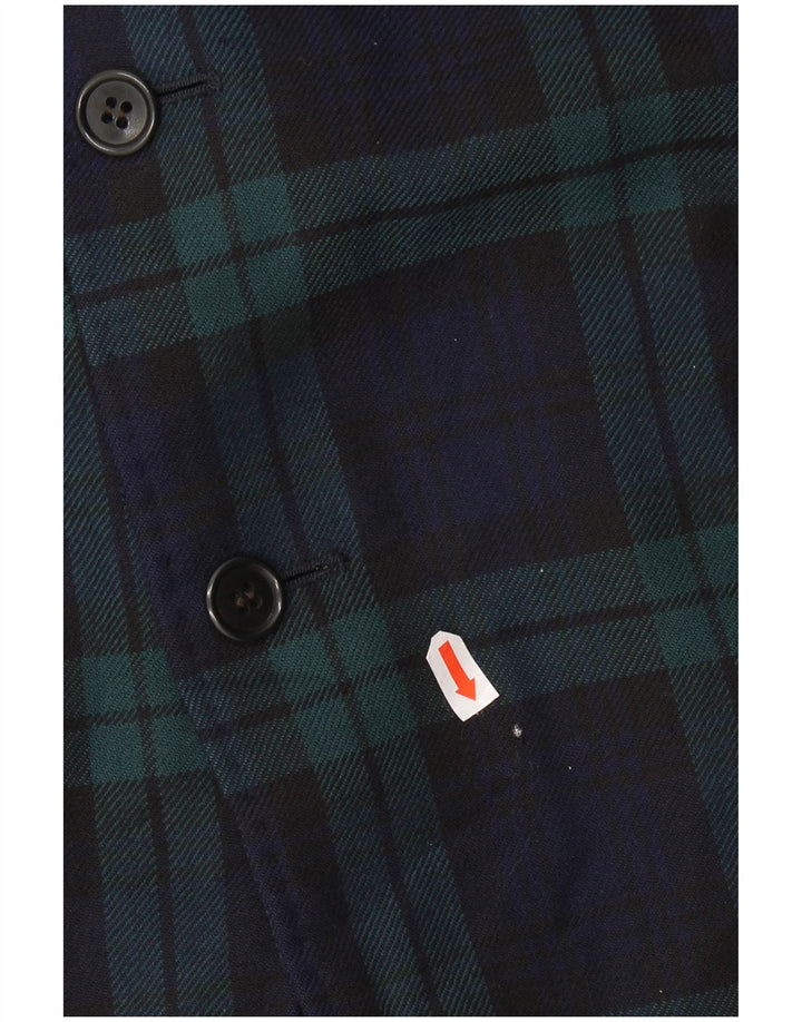 AQUASCUTUM Męska marynarka zapinana na 3 guziki UK 40 w dużą granatową kratkę