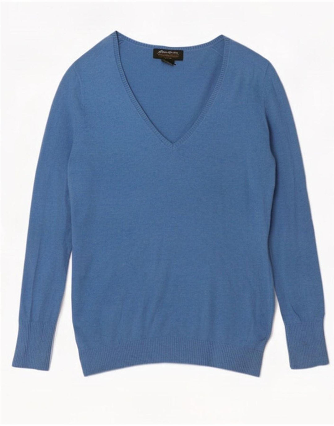 Męski sweter z dekoltem w kształcie litery V Eddie Bauer, mały, niebieski, bawełniany