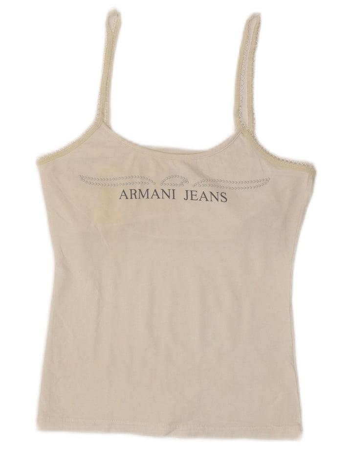Damski top na ramiączkach Armani Jeans Graphic Crop UK 8 Small White