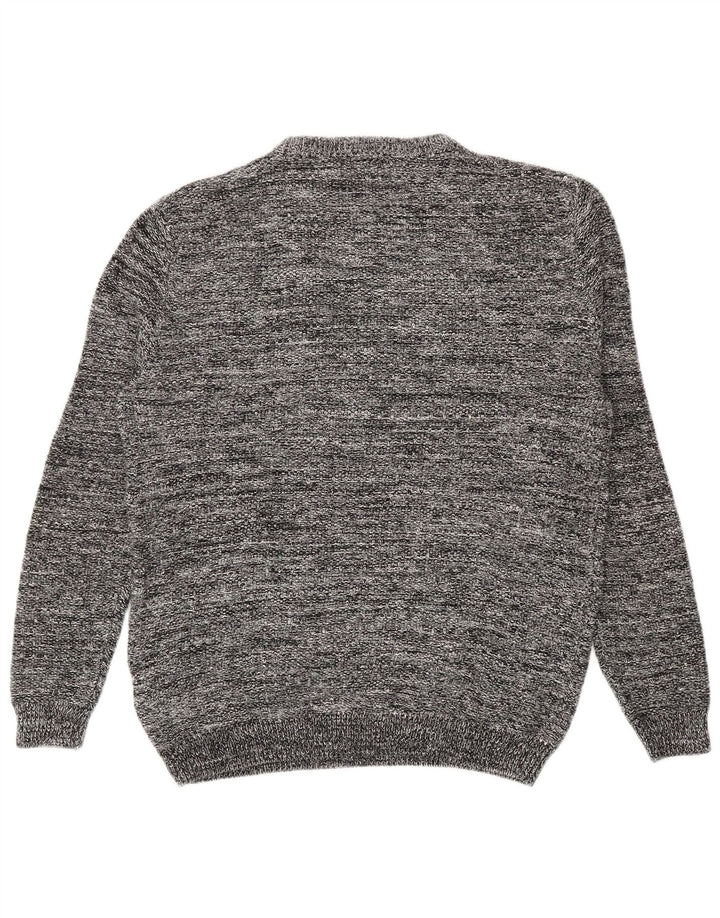 Męski sweter Zara z okrągłym dekoltem, duży, szary, nakrapiany akryl