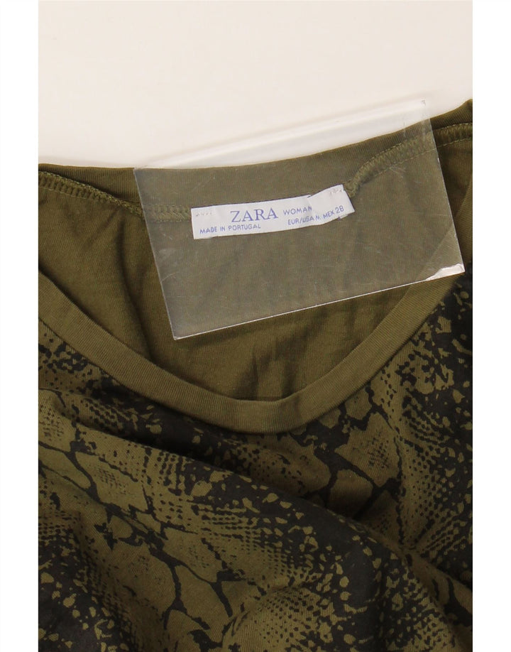 T-shirt damski ZARA Top UK 12, średni khaki, nadruk zwierzęcy