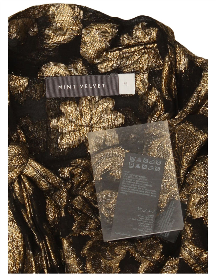 Damska bluzka koszulowa MINT VELVET wiązana z przodu UK 14 Średnio-złota wiskoza w kwiaty