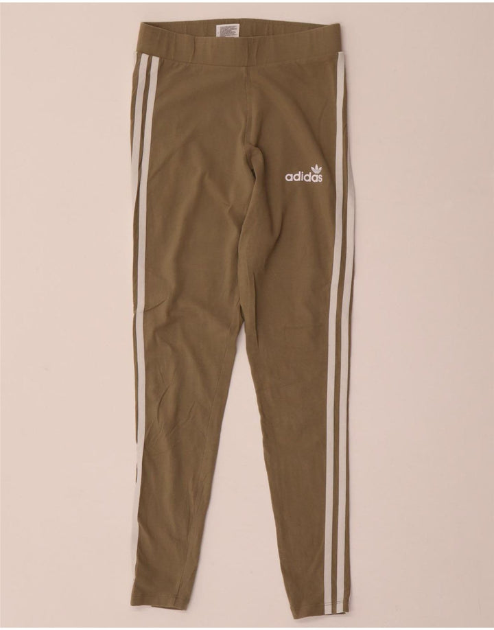 Legginsy damskie ADIDAS UK 8, małe, bawełniane, khaki
