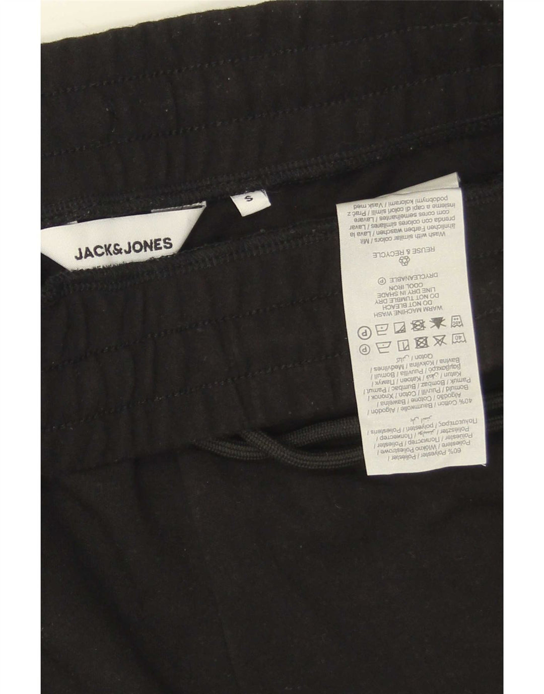 Męskie spodenki sportowe Jack & Jones, małe, czarne, poliestrowe