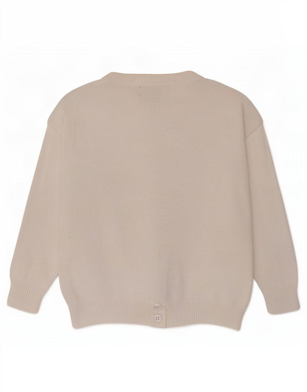 Sweter damski w stylu vintage, UK 14, średni, biały, kwiatowy, bawełniany
