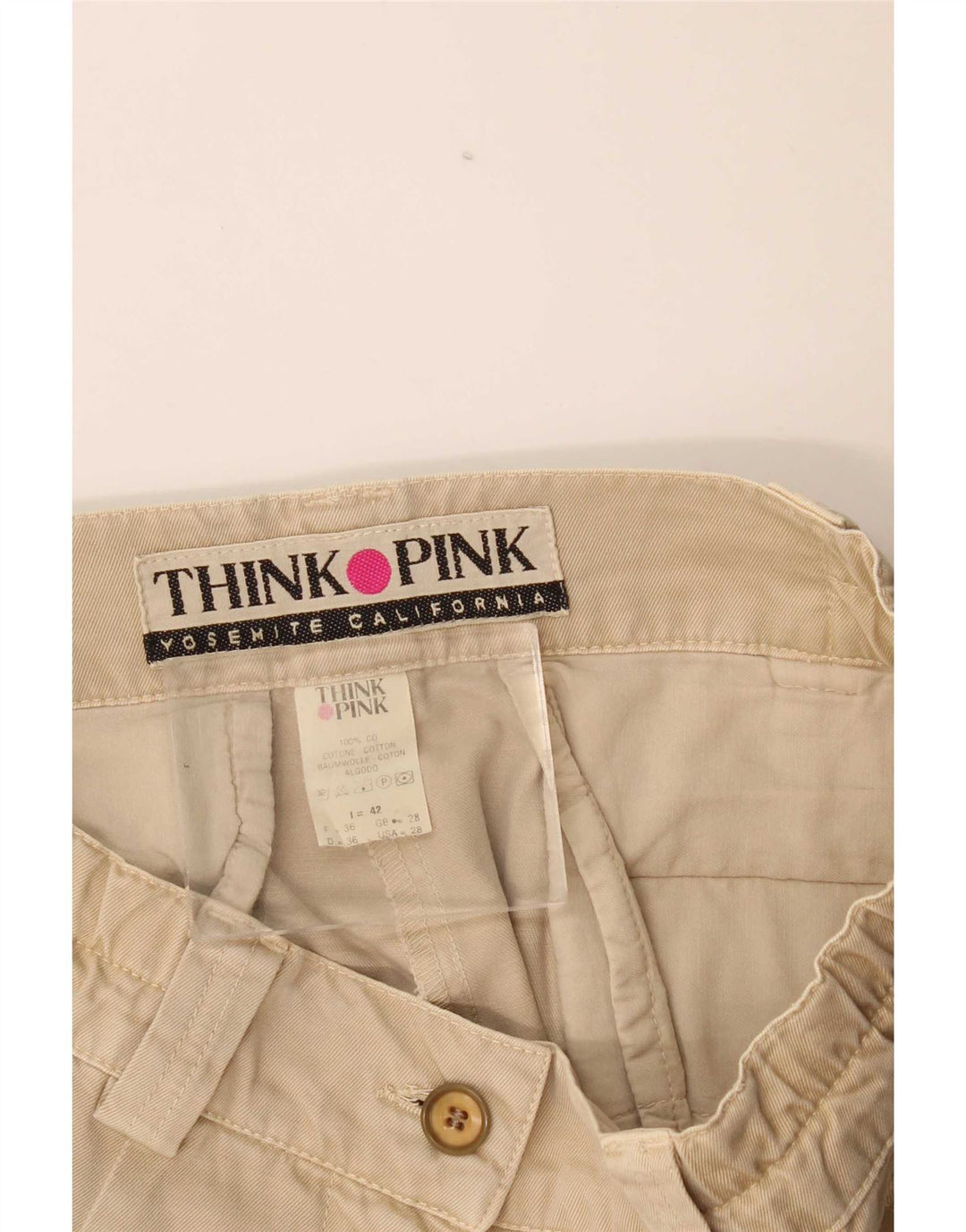 Damskie spodenki cargo Think Pink IT 42 Medium W28 Beżowa bawełna
