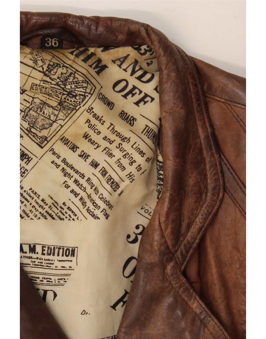 Damska kurtka oversize VINTAGE typu Crop EU 36, mała, brązowa, skórzana