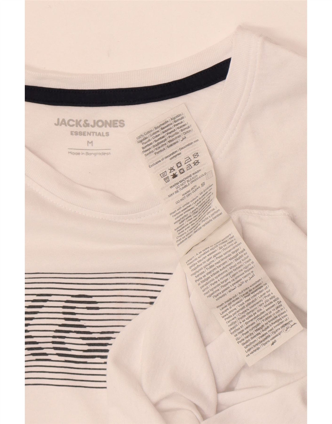 Męska koszulka z grafiką Jack & Jones, średnia, biała bawełna