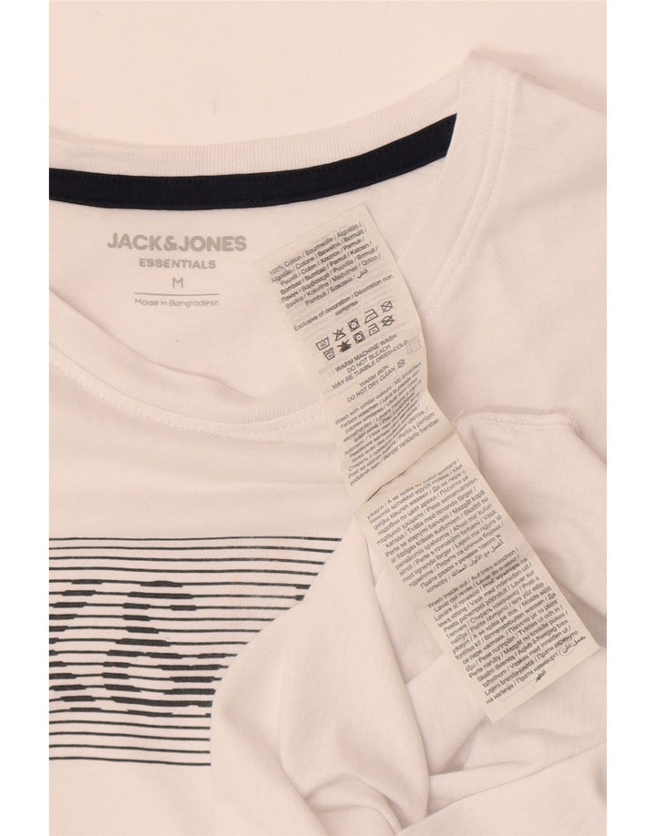 Męska koszulka z grafiką Jack & Jones, średnia, biała bawełna