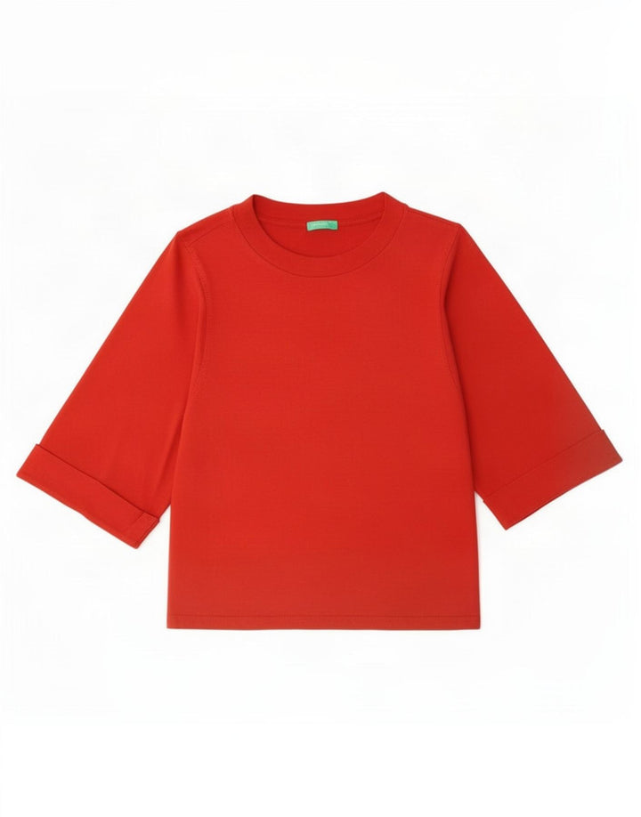 Top damski Benetton z rękawem 3/4 UK 14, średni czerwony