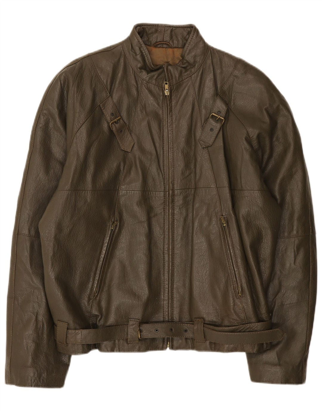 Vintage męska kurtka skórzana IT 50 duża skóra khaki