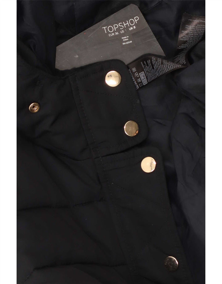 Topshop Damska ocieplana kurtka z kapturem UK 8 Small Black Poliester