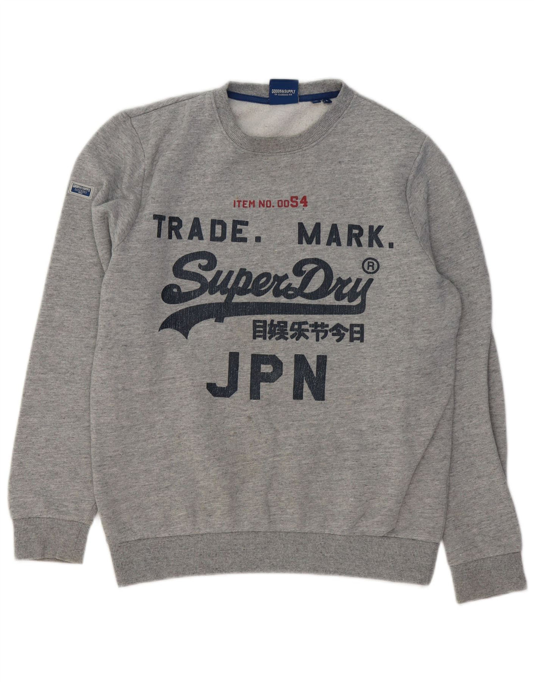 SUPERDRY Męska bluza z grafiką, duża, szara, nakrapiana bawełna