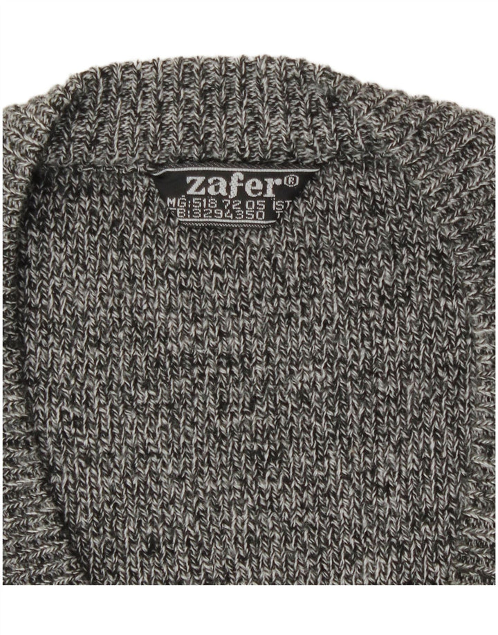 Vintage męski sweter rozpinany, duży, szary Fair Isle