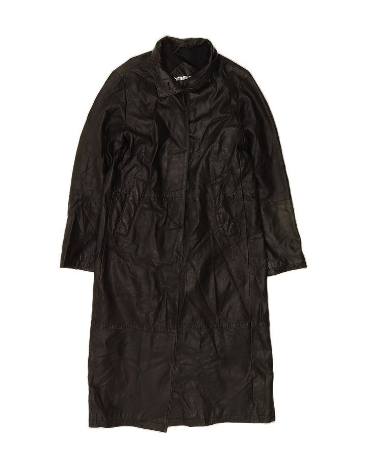 VINTAGE Womens Leather Coat EU 38 Medium Black Leather Vintage Vintage and Second-Hand Vintage from Messina Hembry 
