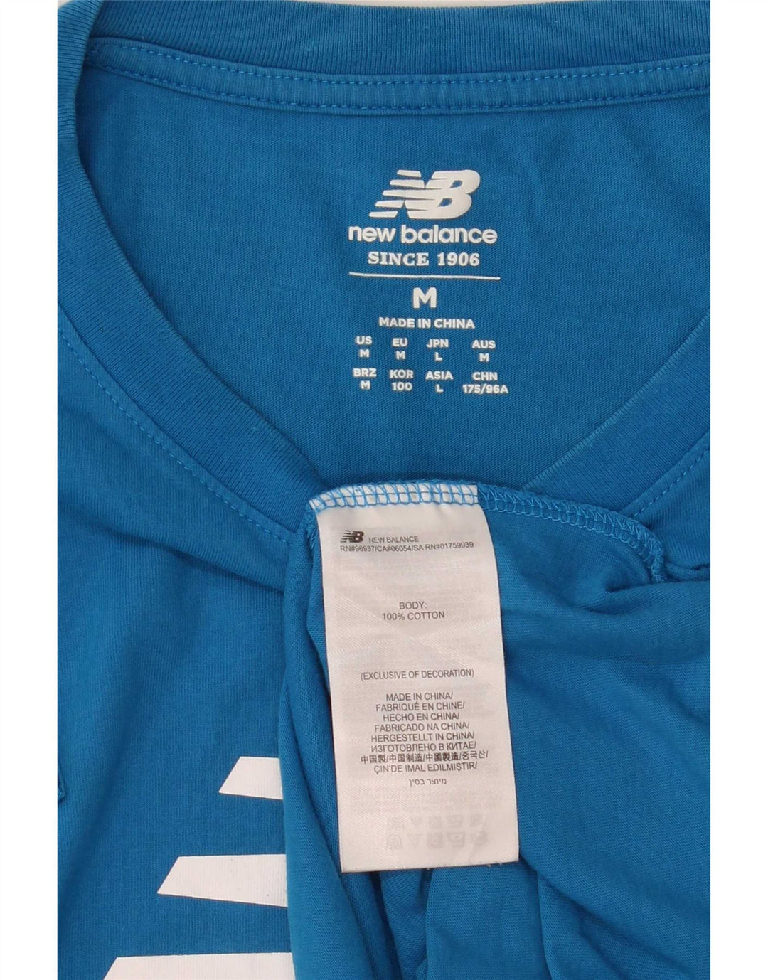 Męska koszulka z grafiką New Balance, bawełniana, w kolorze średniego błękitu