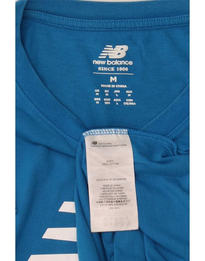 Męska koszulka z grafiką New Balance, bawełniana, w kolorze średniego błękitu