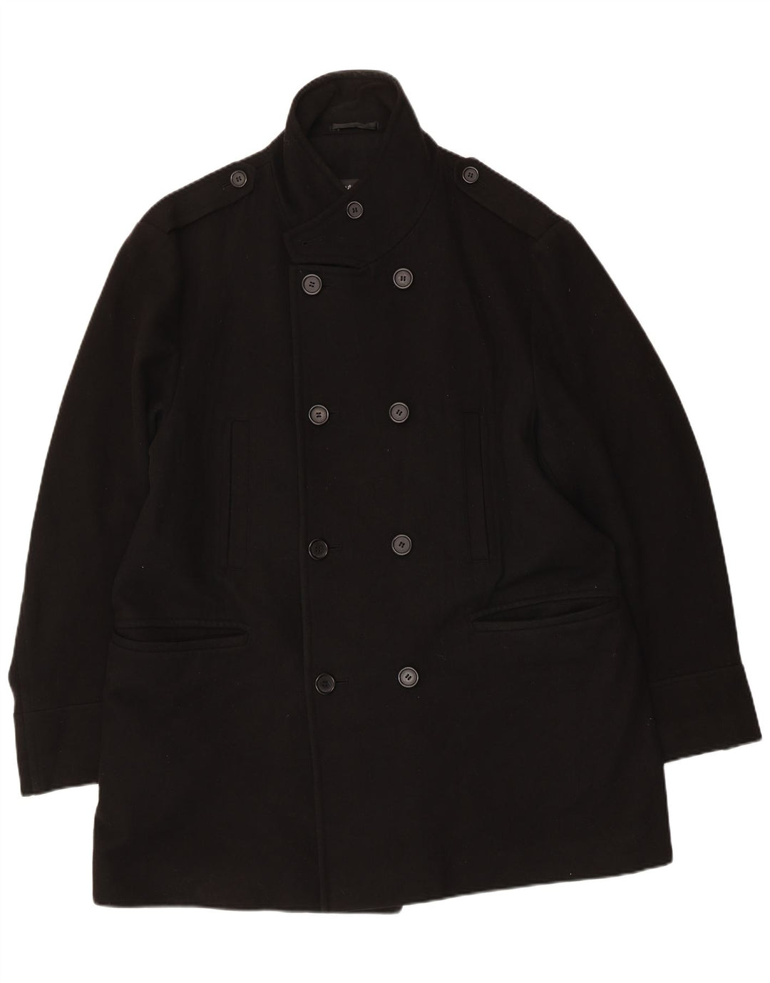 Marks & Spencer Męski dwurzędowy płaszcz UK 42 XL, czarna wełna