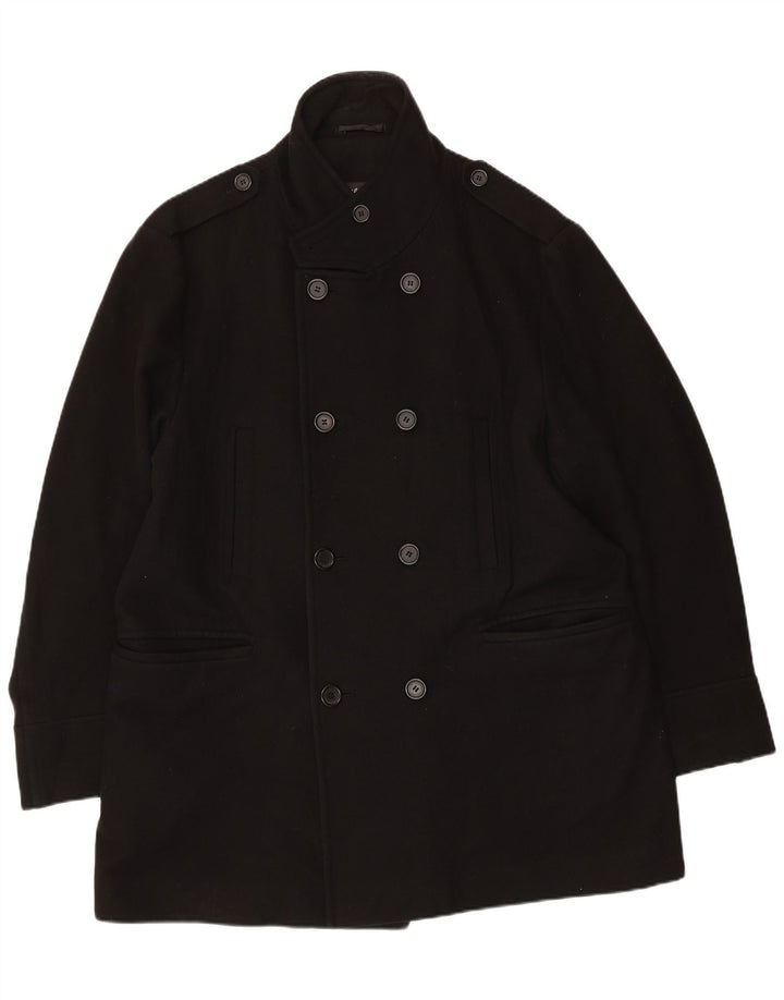Marks & Spencer Męski dwurzędowy płaszcz UK 42 XL, czarna wełna