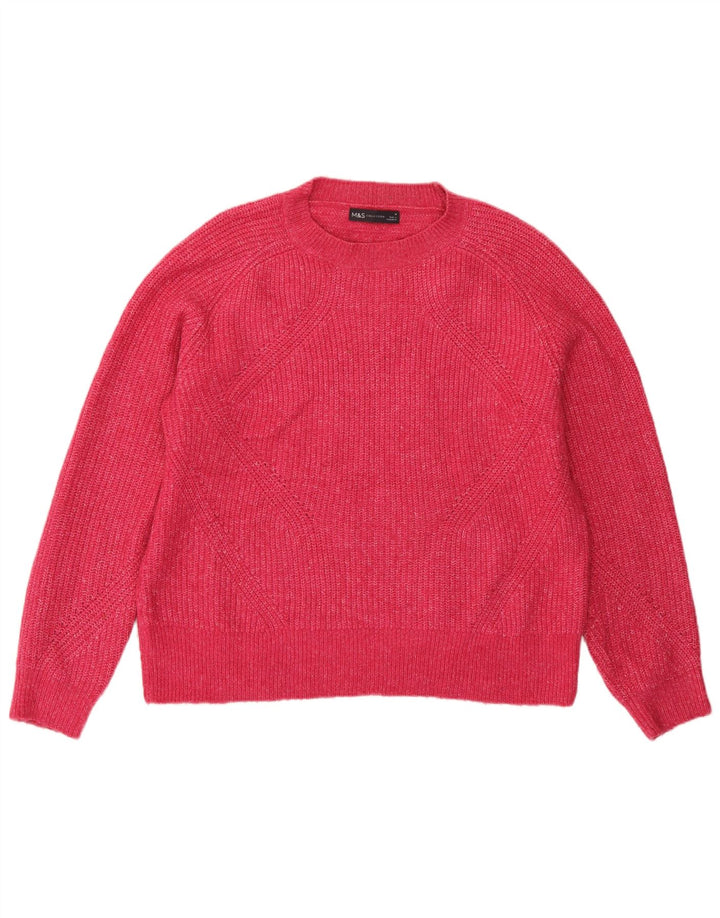 Marks & Spencer Damski sweter z okrągłym dekoltem, UK 14, średni, różowy, nakrapiany