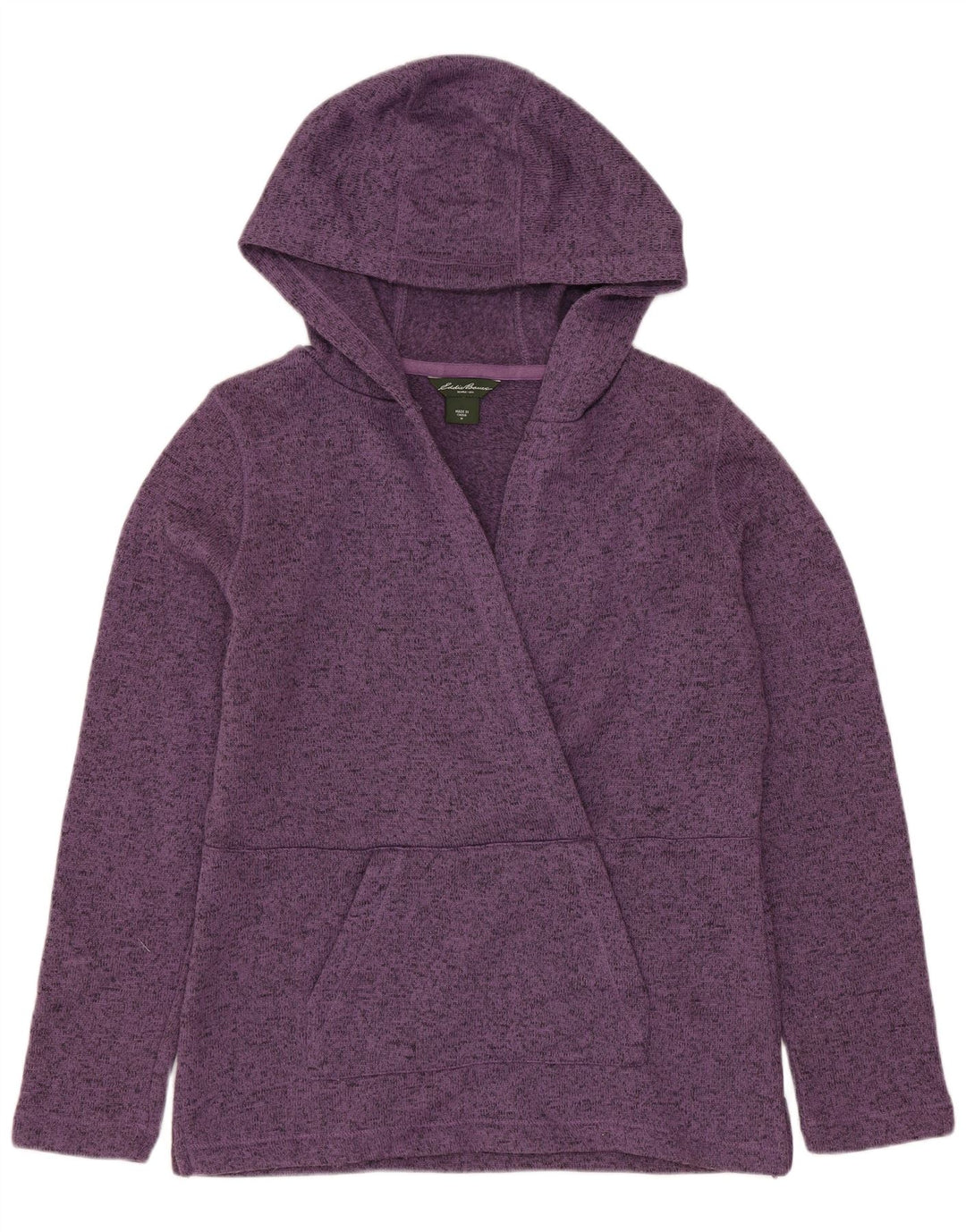Damski sweter z kapturem EDDIE BAUER UK 14, średni fioletowy, nakrapiany poliester