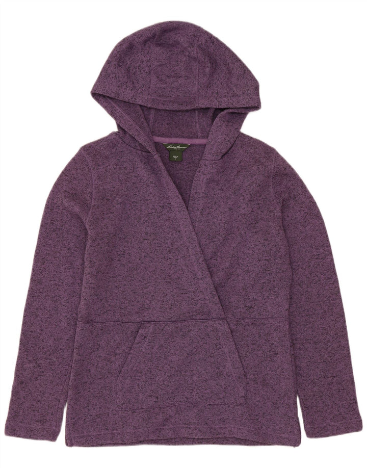Damski sweter z kapturem EDDIE BAUER UK 14, średni fioletowy, nakrapiany poliester