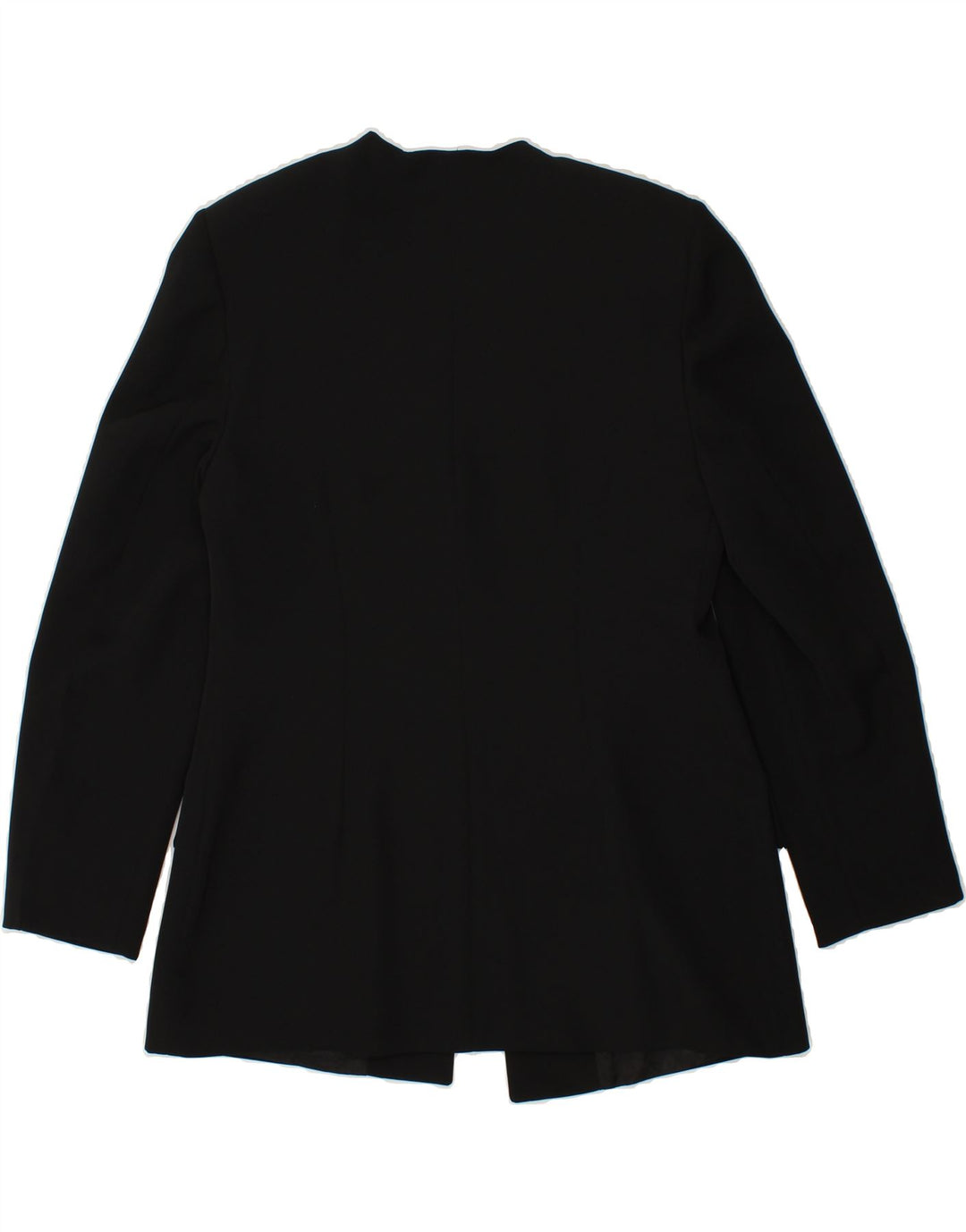 VINTAGE Womens Longline Open Blazer Jacket EU 40 Medium Black Polyester Vintage Vintage and Second-Hand Vintage from Messina Hembry 