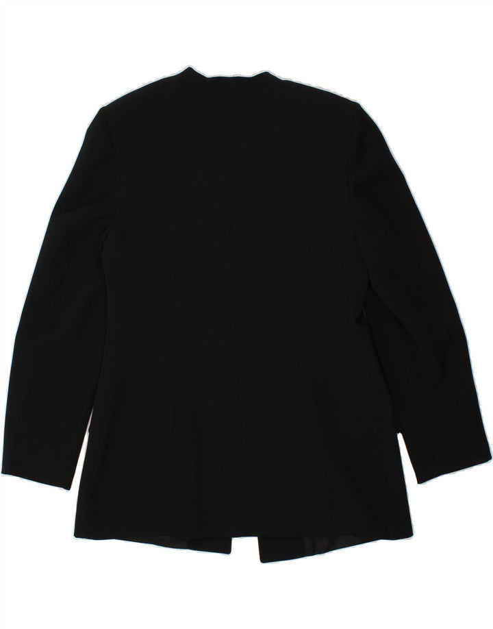 VINTAGE Womens Longline Open Blazer Jacket EU 40 Medium Black Polyester Vintage Vintage and Second-Hand Vintage from Messina Hembry 