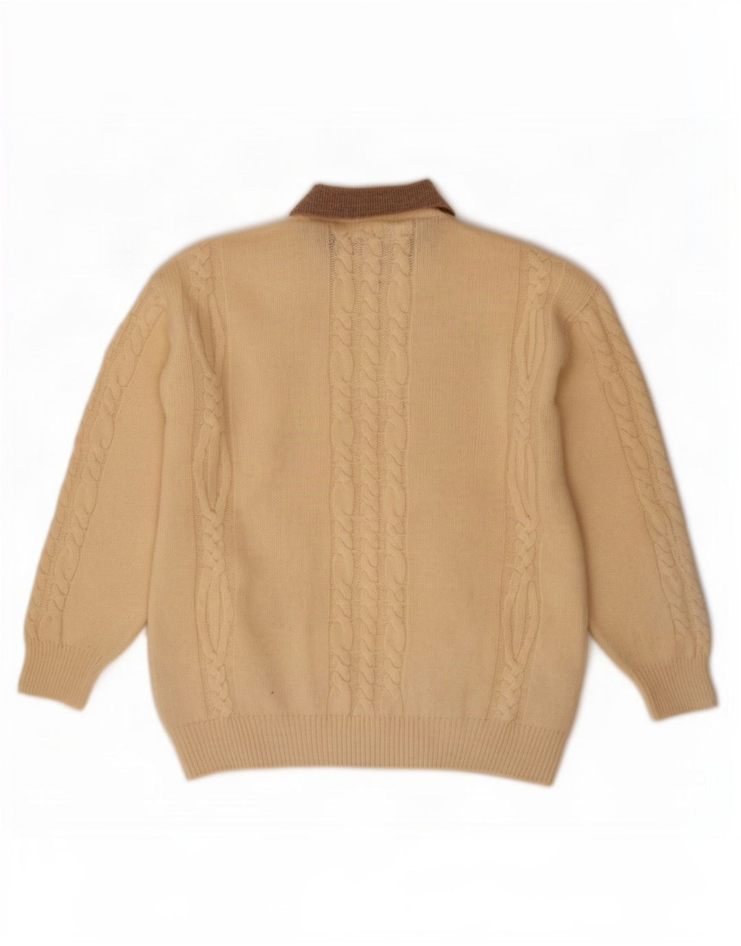 Cacharel Męski sweter polo IT 52 Duża beżowa wełna