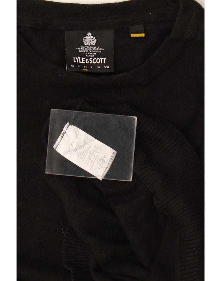 Męski sweter z okrągłym dekoltem Lyle & Scott, średni czarny, bawełniany