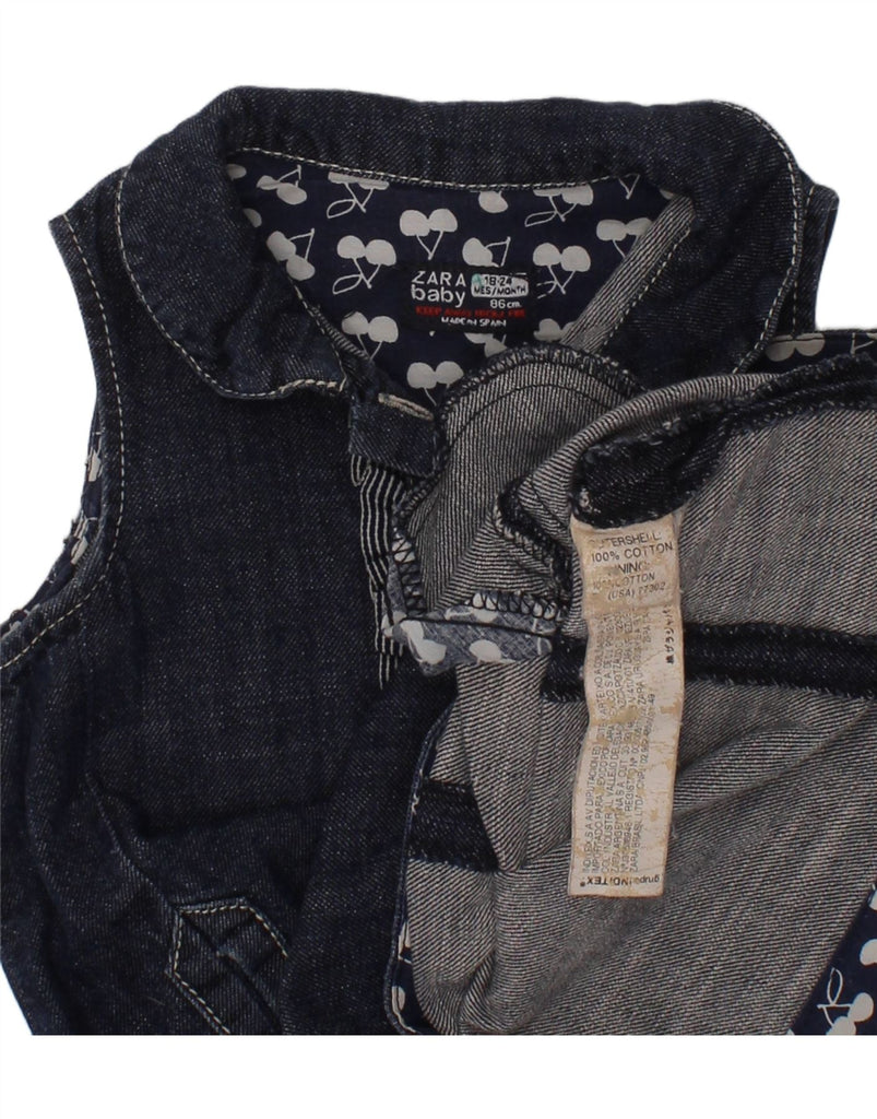 ZARA Baby Girls Sleeveless Denim Dress 18-24 Months Navy Blue Cotton Vintage Zara and Second-Hand Zara from Messina Hembry 