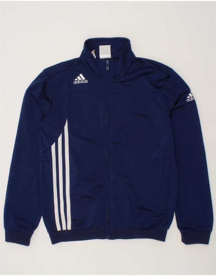 ADIDAS Boys Tracksuit Top Jacket 9-10 Years Navy Blue Polyester Vintage Adidas and Second-Hand Adidas from Messina Hembry 