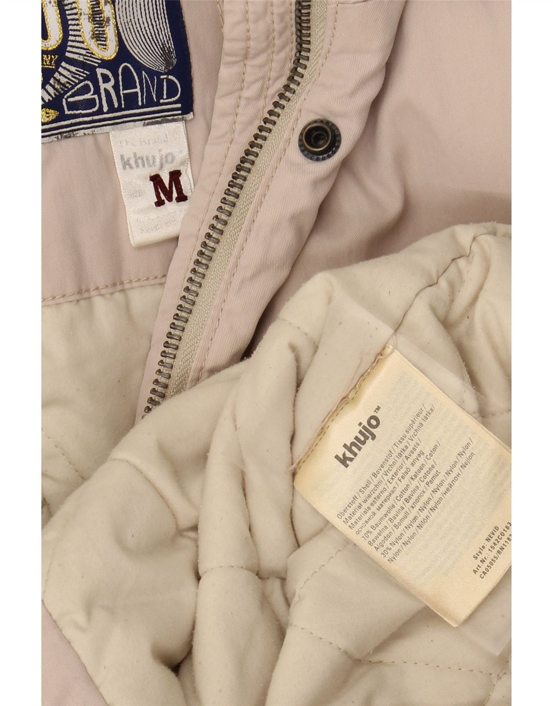 KHUJO Womens Hooded Parka Jacket UK 14 Medium Beige Cotton Vintage KHUJO and Second-Hand KHUJO from Messina Hembry 