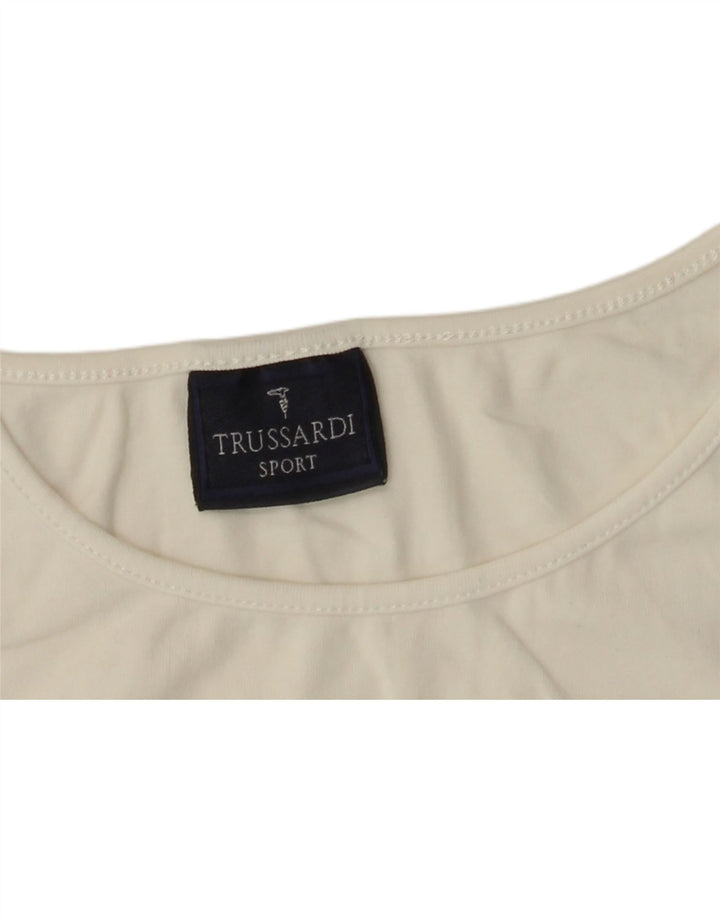 TRUSSARDI Womens Crop Graphic Cami Top UK 8 Small White