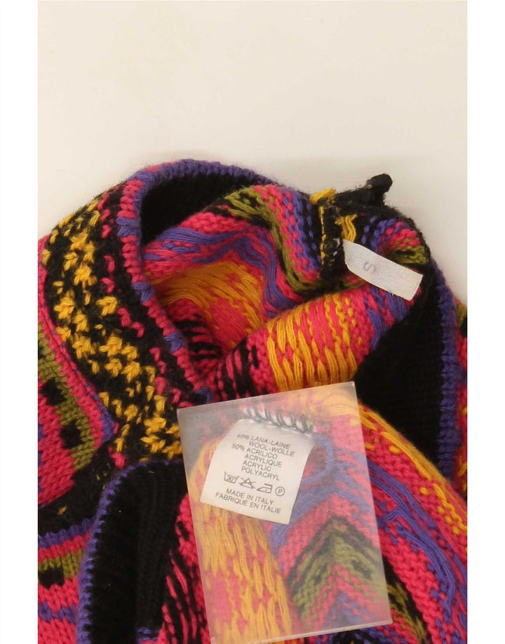 Sweter damski w stylu vintage z golfem UK 10, mały, wielobarwny