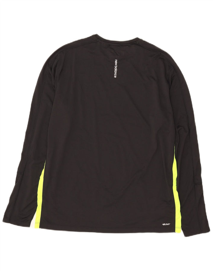 Męski top New Balance z długim rękawem, duży, czarny, z blokami kolorów