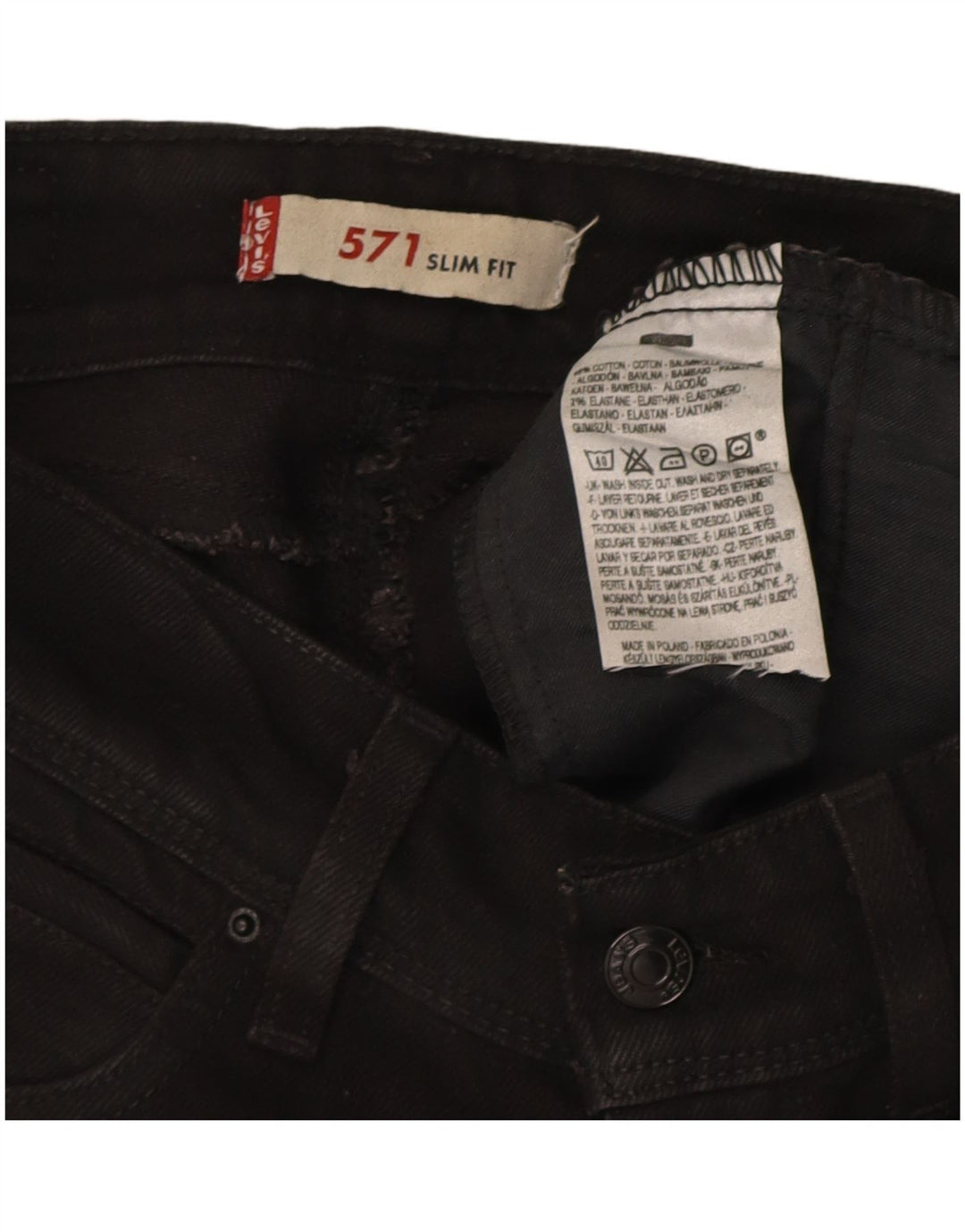 Damskie jeansy Levi's 571 Slim W26 L30 Czarna bawełna