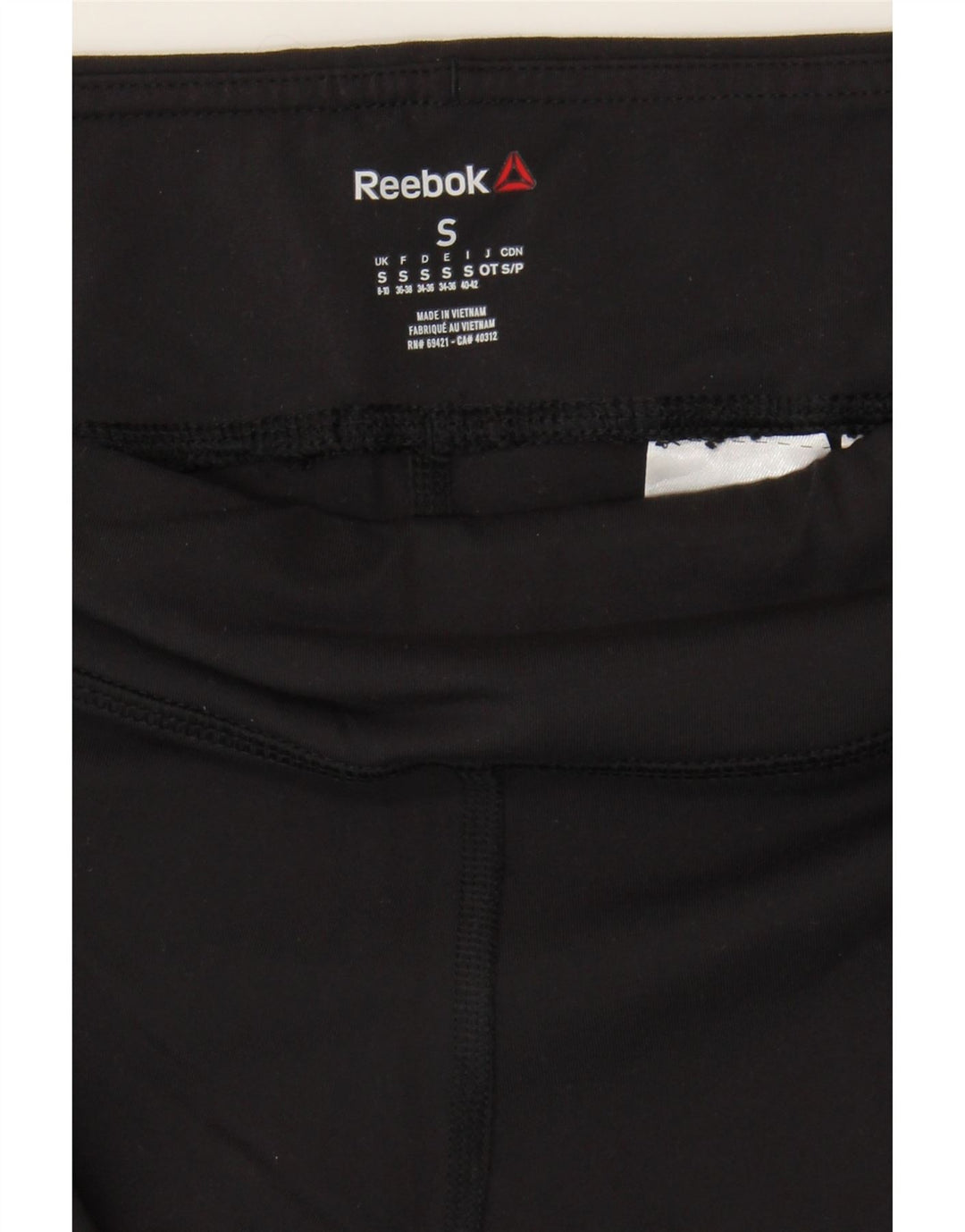 REEBOK Womens Graphic Leggings UK 8/10 Small  Black Nylon Vintage Reebok and Second-Hand Reebok from Messina Hembry 